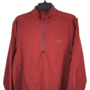 Callaway Sweater Mens‎ Medium Red Pullover Quarter Zip Collared Long Sleeve